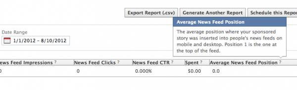 Facebook propose "la position moyenne du fil d'actualités" pour les posts sponsorisés