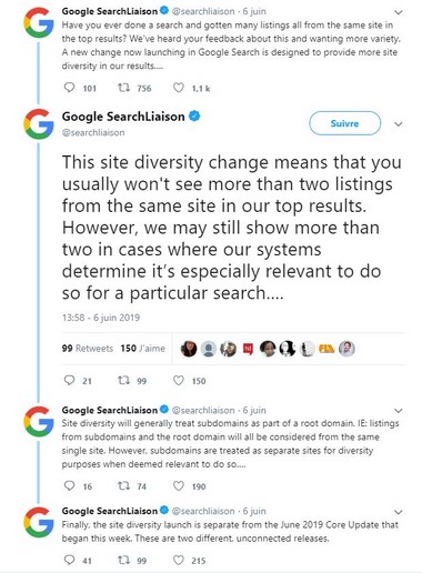 Site Diversity la mise à jour de Google Juin 2019 par Referenceur