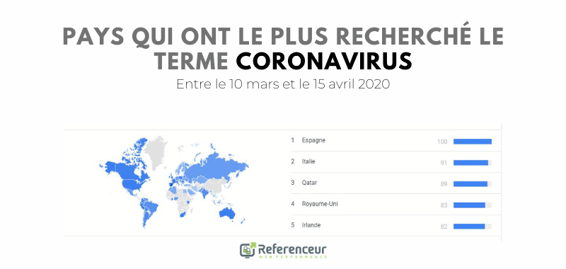 Les pays qui ont le plus recherché le terme Coronavirus